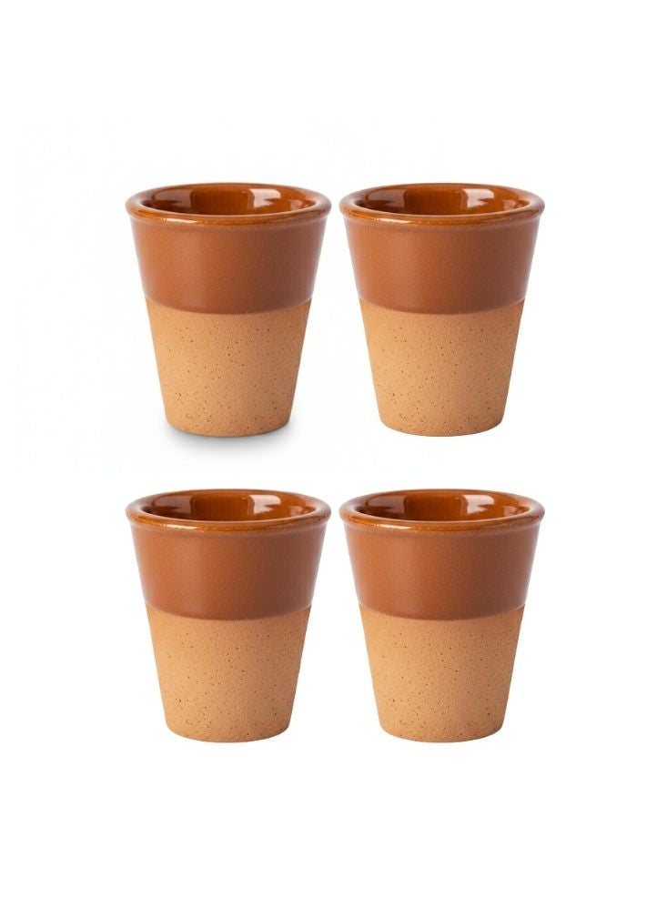 Premium 4 Pcs Two-Tone Clay Coffee Cups Set – Heat-Resistant Ceramic Tea Glasses - Image 1